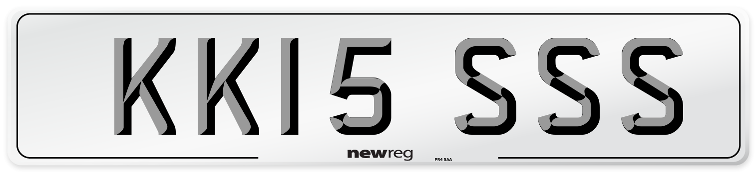KK15 SSS Number Plate from New Reg